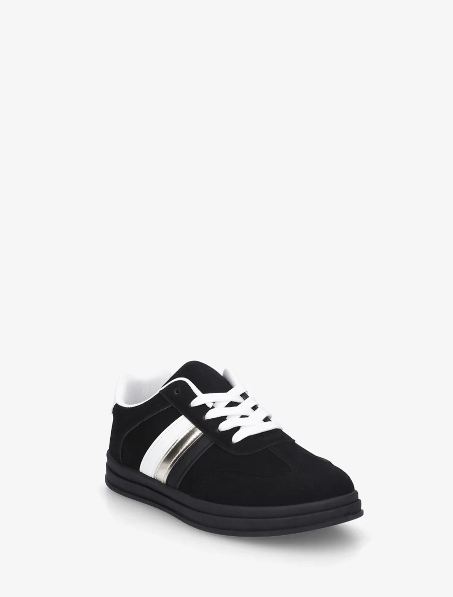 Tennisschoenen van suèdine met contrasterende strepen - Zwart - Image 2