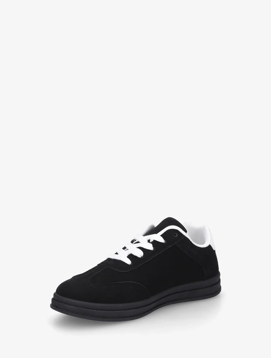 Tennisschoenen van suèdine met contrasterende strepen - Zwart - Image 3