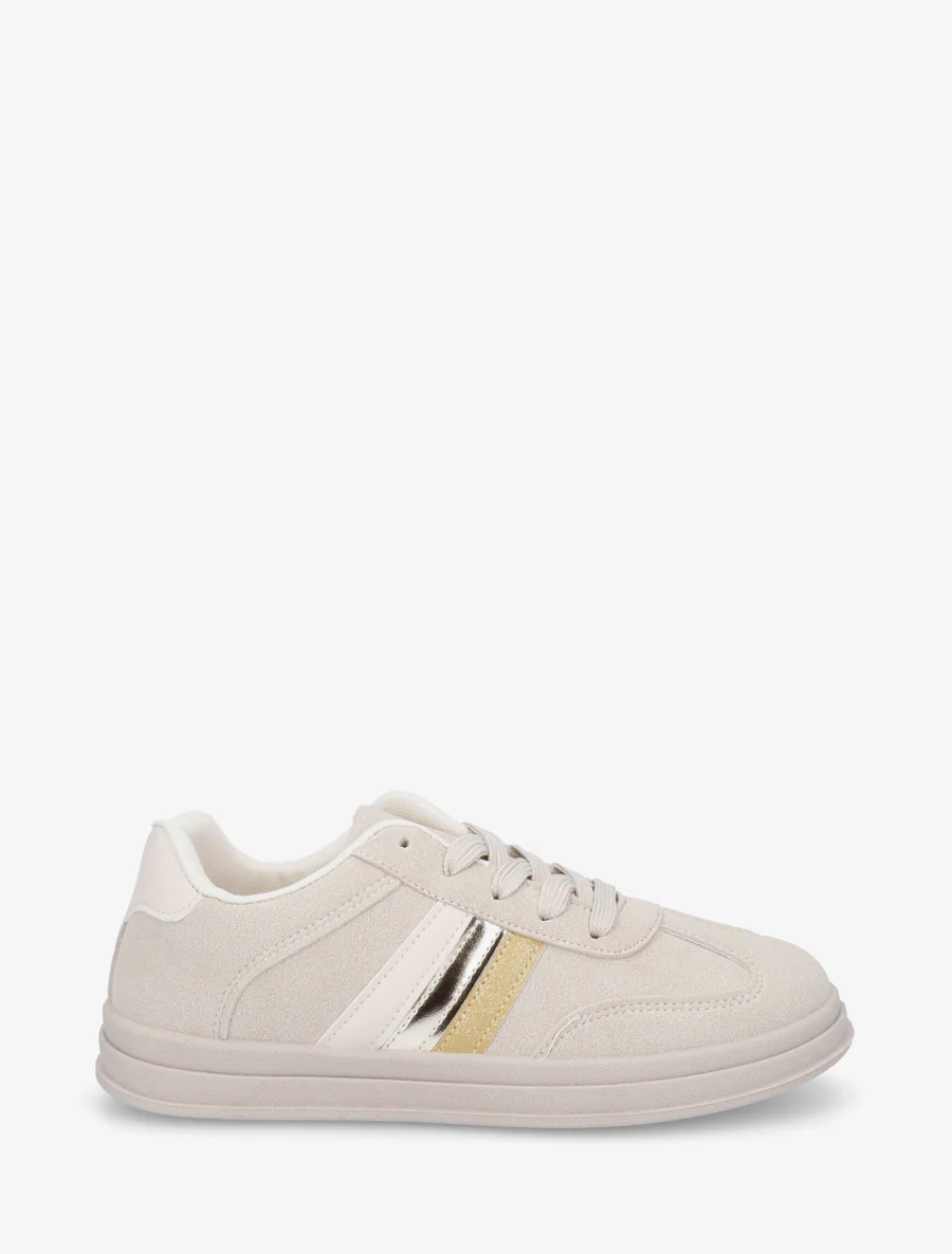 Tennisschoenen van suèdine met contrasterende strepen - Beige