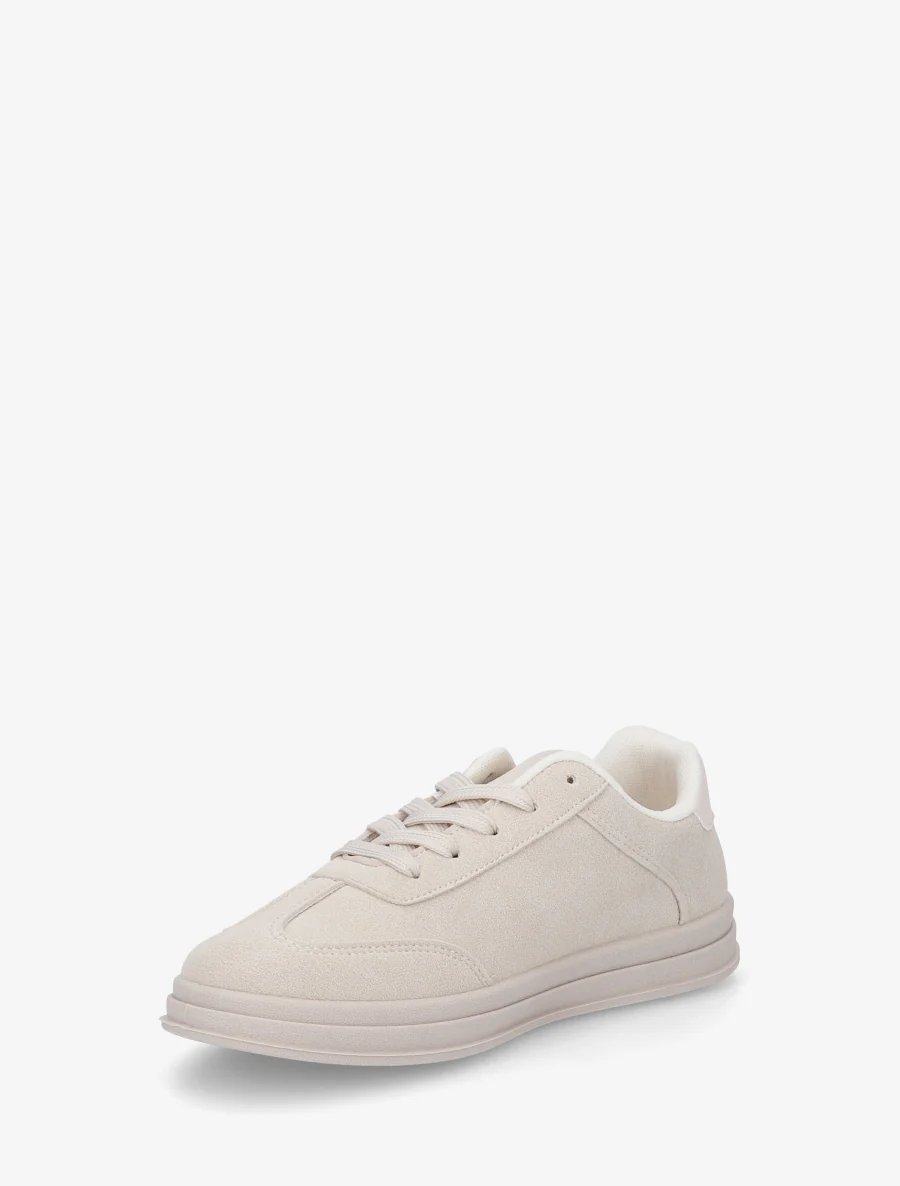 Tennisschoenen van suèdine met contrasterende strepen - Beige - Image 3