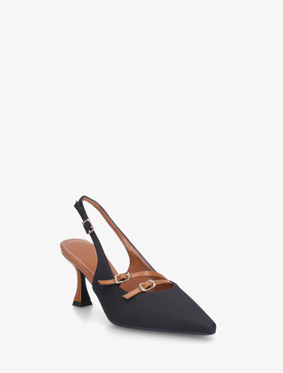 Textuureffect pumps met hak - Zwart - Image 2