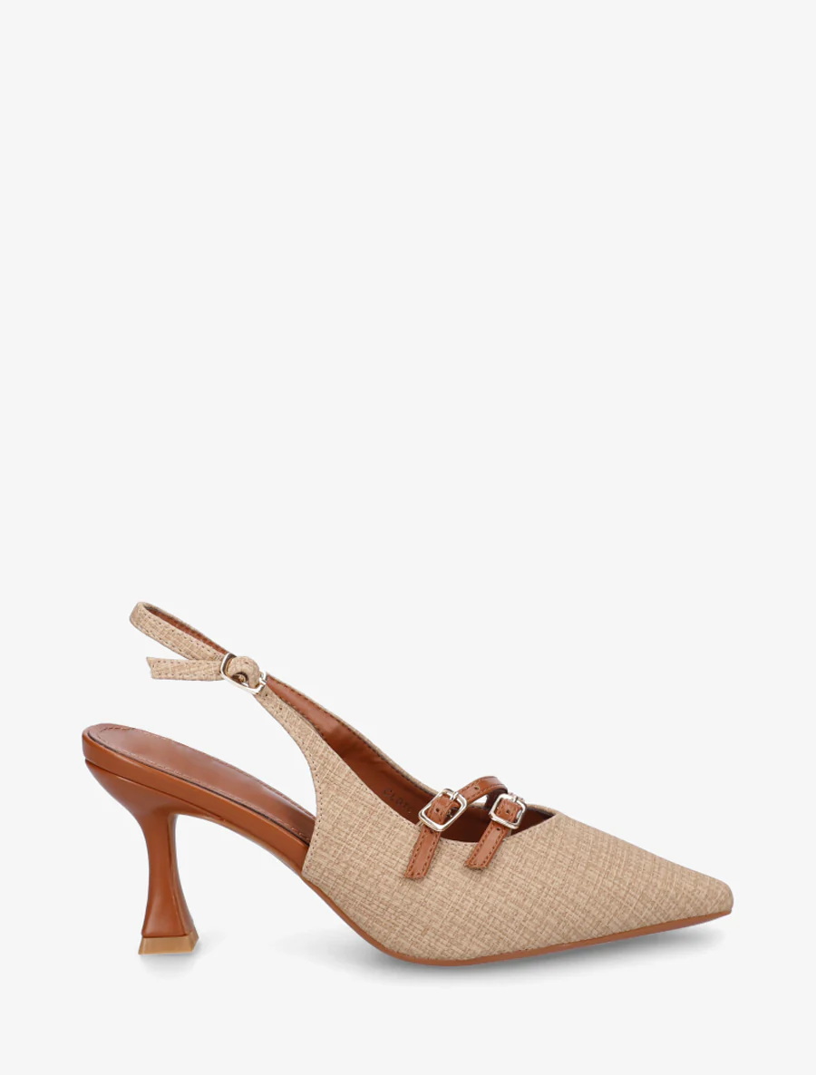 Textuureffect pumps met hak - Donker beige