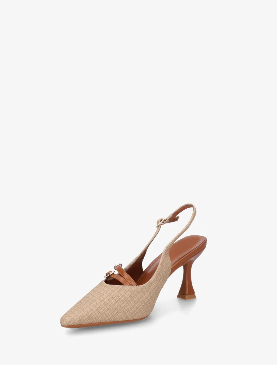 Textuureffect pumps met hak - Donker beige - Image 3