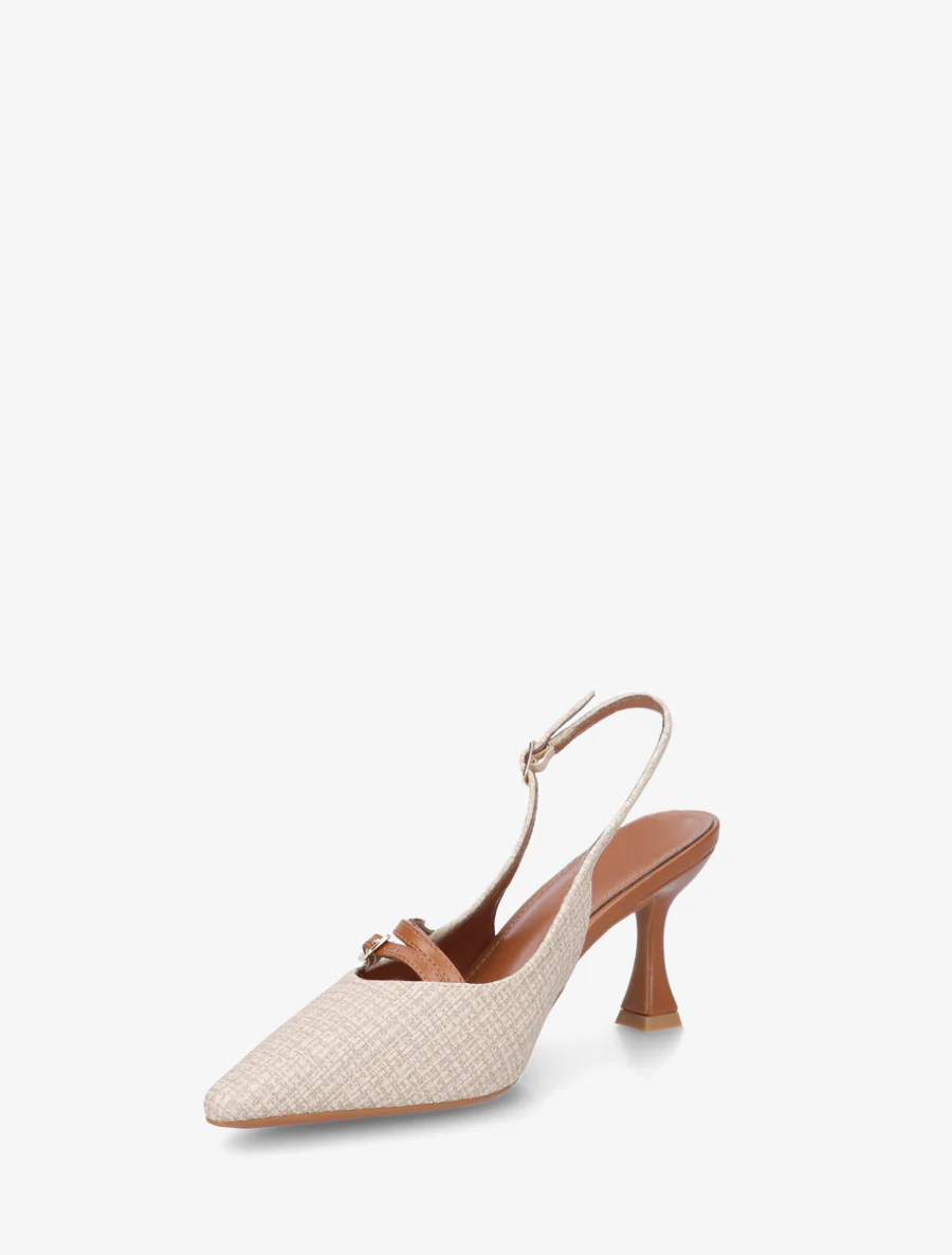Textuureffect pumps met hak - Lichtbeige - Image 3