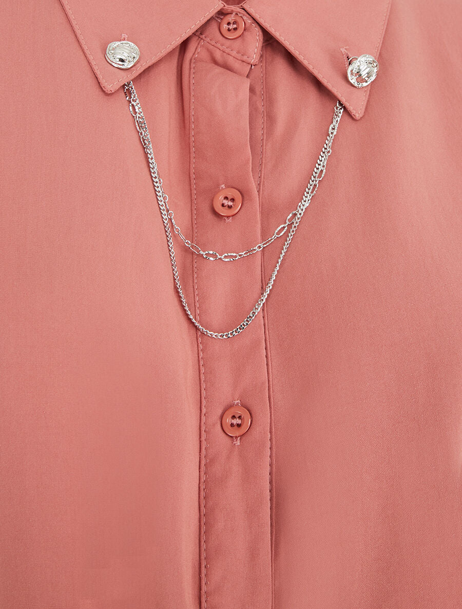 Tie-dye top met kettingdetail - Koraal - Image 3