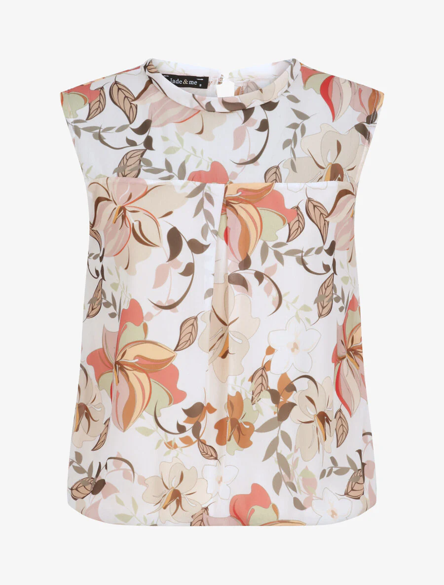 Top bal met grote bloemenprint - Wit