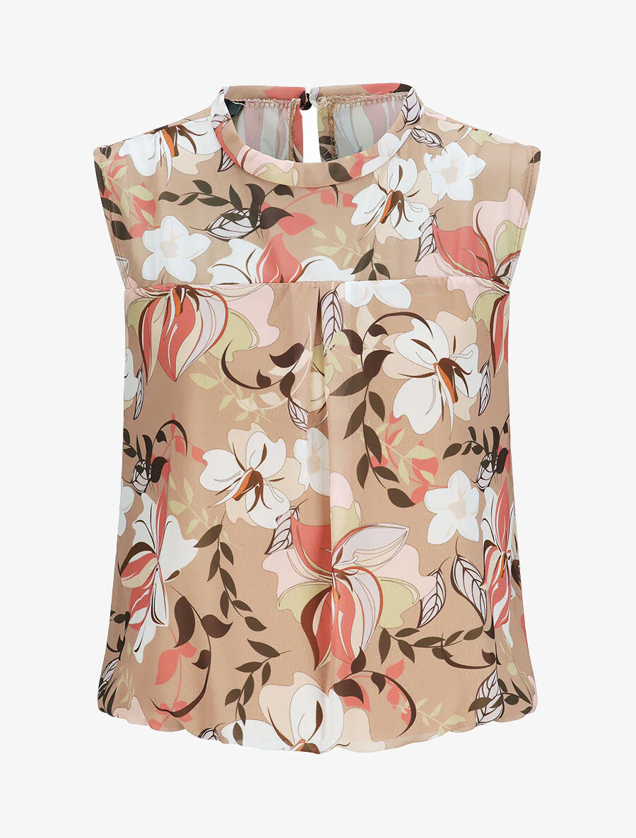 Top bal met grote bloemenprint - beige