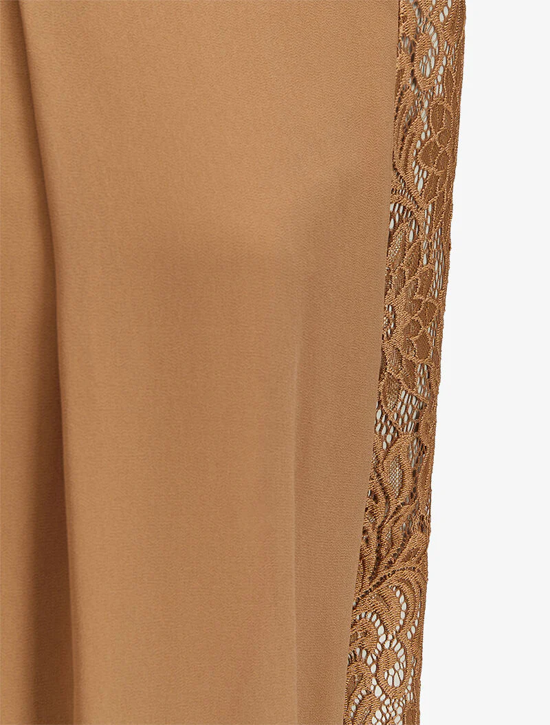 Top bol coupe met kanten inzetstuk - Camel - Image 3