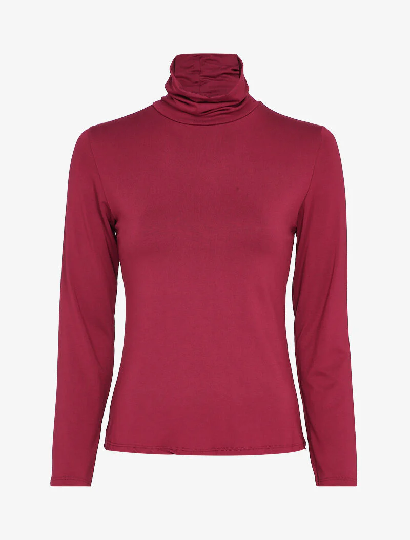 Basis top met coltrui en lange mouwen - Bordeaux