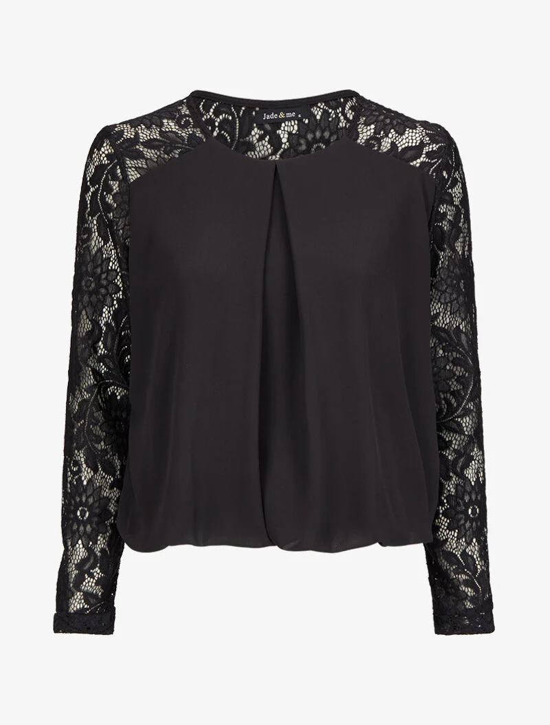 Top baljurk met kanten inzetstuk - Zwart