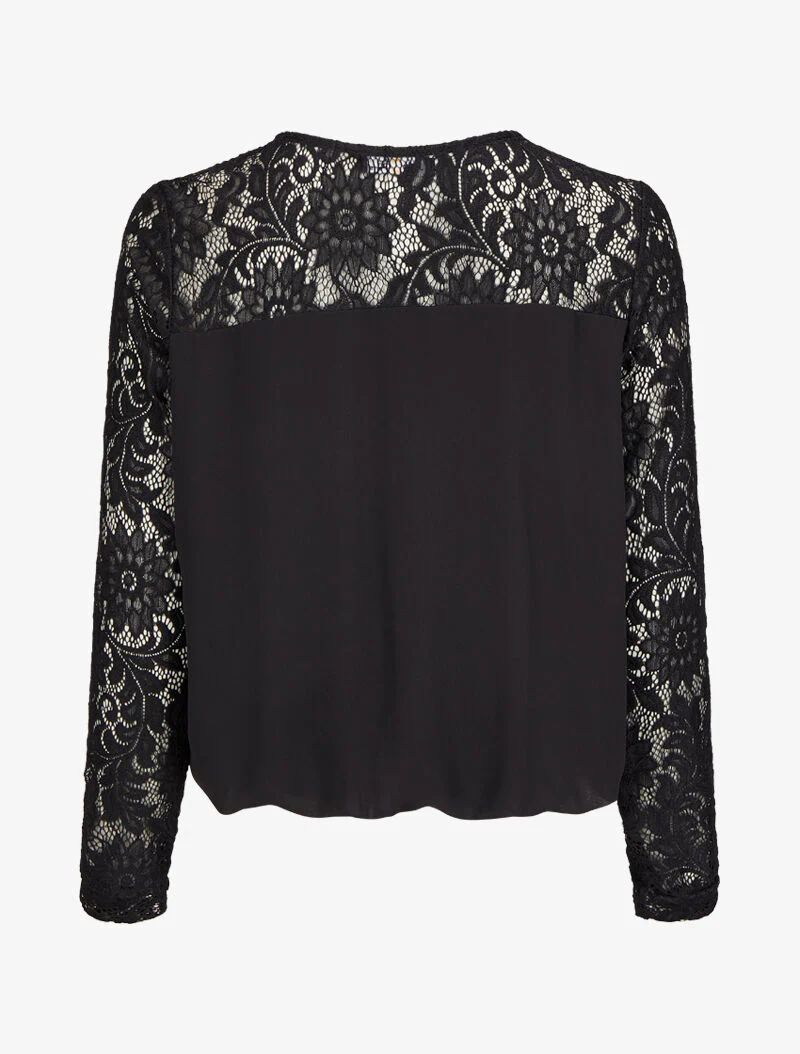 Top baljurk met kanten inzetstuk - Zwart - Image 2