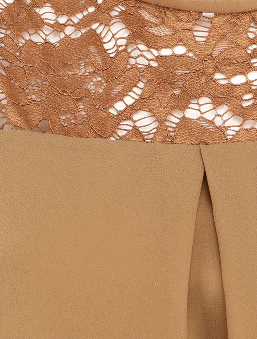 Top bal in kant met schouderbandjes - Camel - Image 3