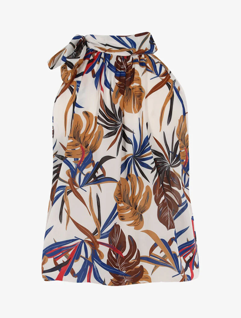 Top met bladenprint - beige - Image 2