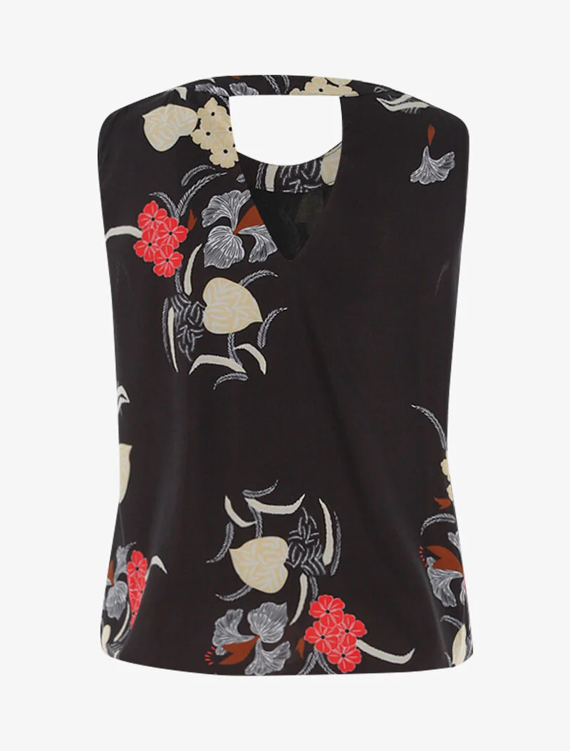 Top met bloemenprint - zwart - Image 2