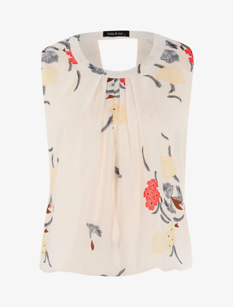 Top met bloemenprint - beige