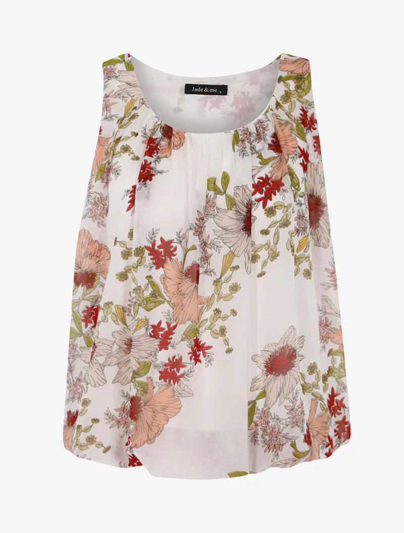 Top met bloemenprint - ecru