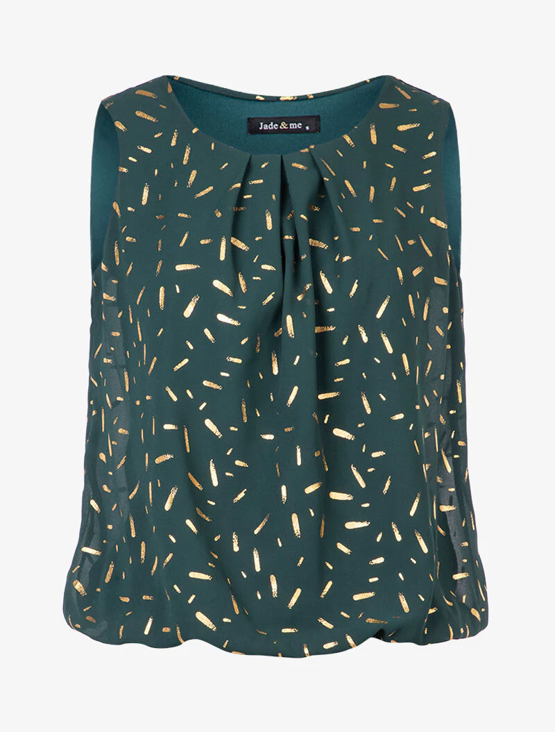 Top met grafische print - Donkergroen
