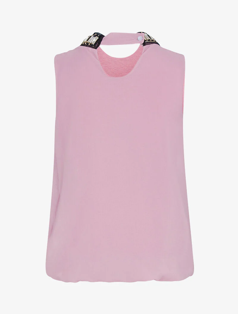 Top baljurk met juweelkraag - roze - Image 2