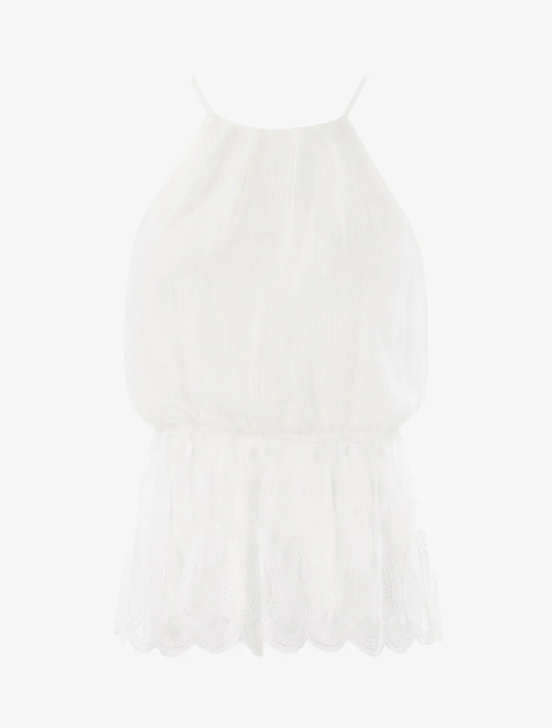 Top bol met haakdetails - wit