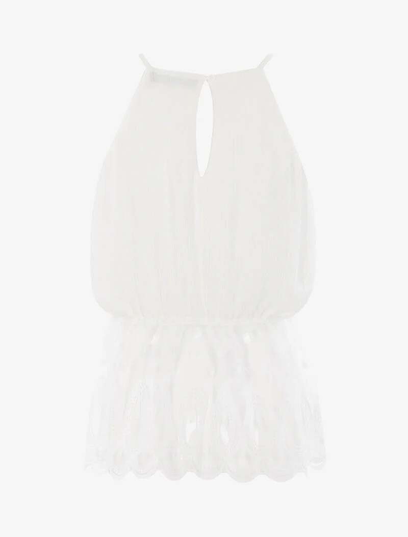 Top bol met haakdetails - wit - Image 2
