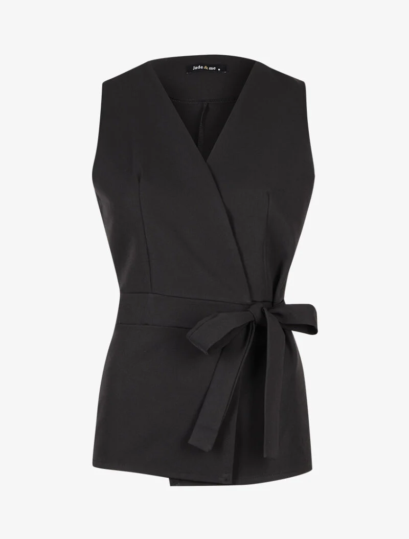 Top overslag met taille - Zwart