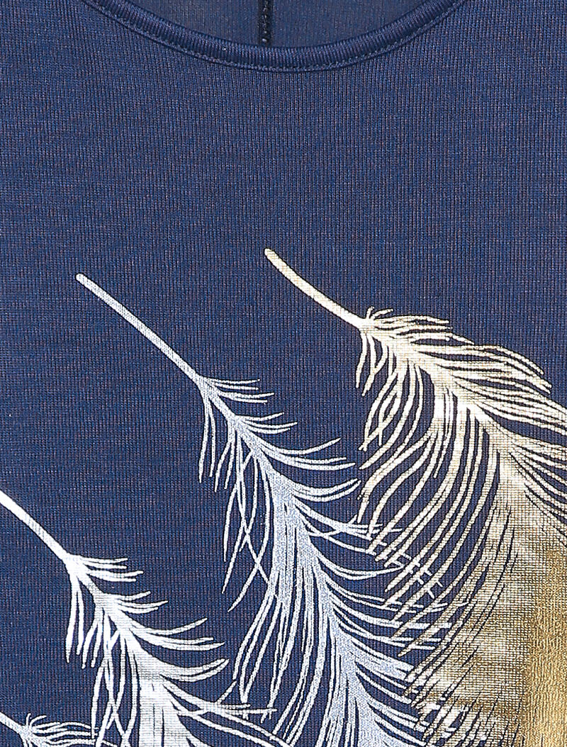 Top dolman mouwen met verenmotief - Marine - Image 4