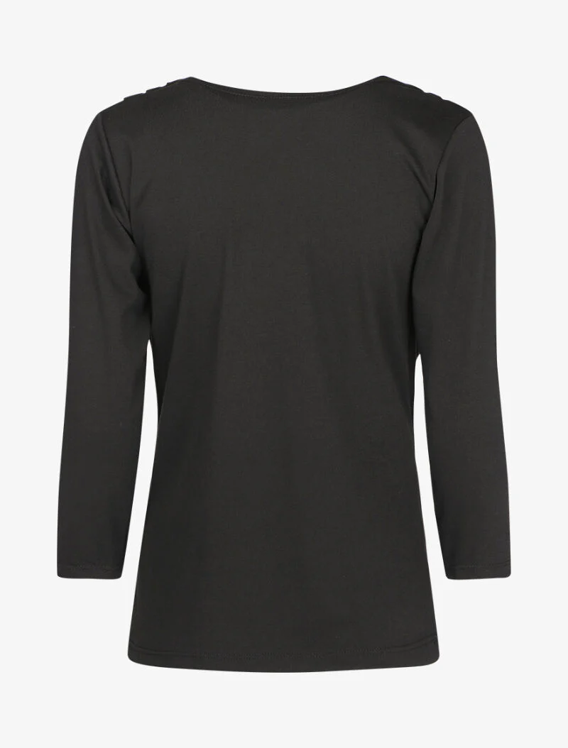 Top met watervalhals en 3/4 mouwen - Zwart - Image 2