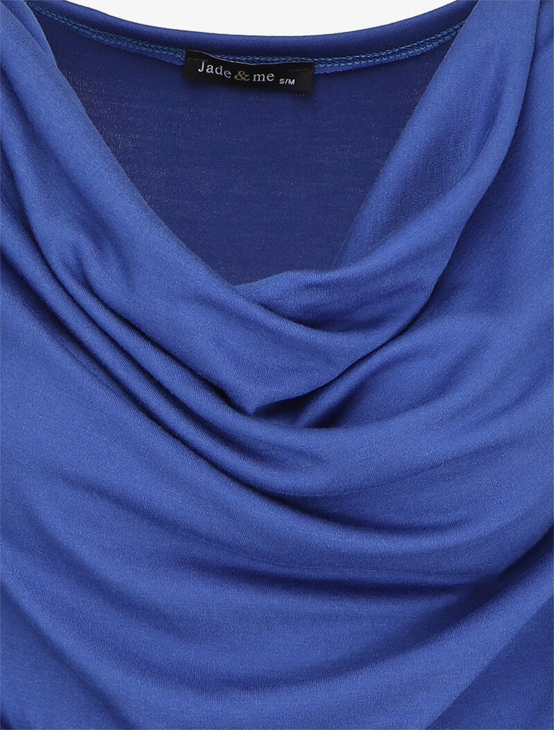 Top met watervalhals en 3/4 mouwen - Koningsblauw - Image 3