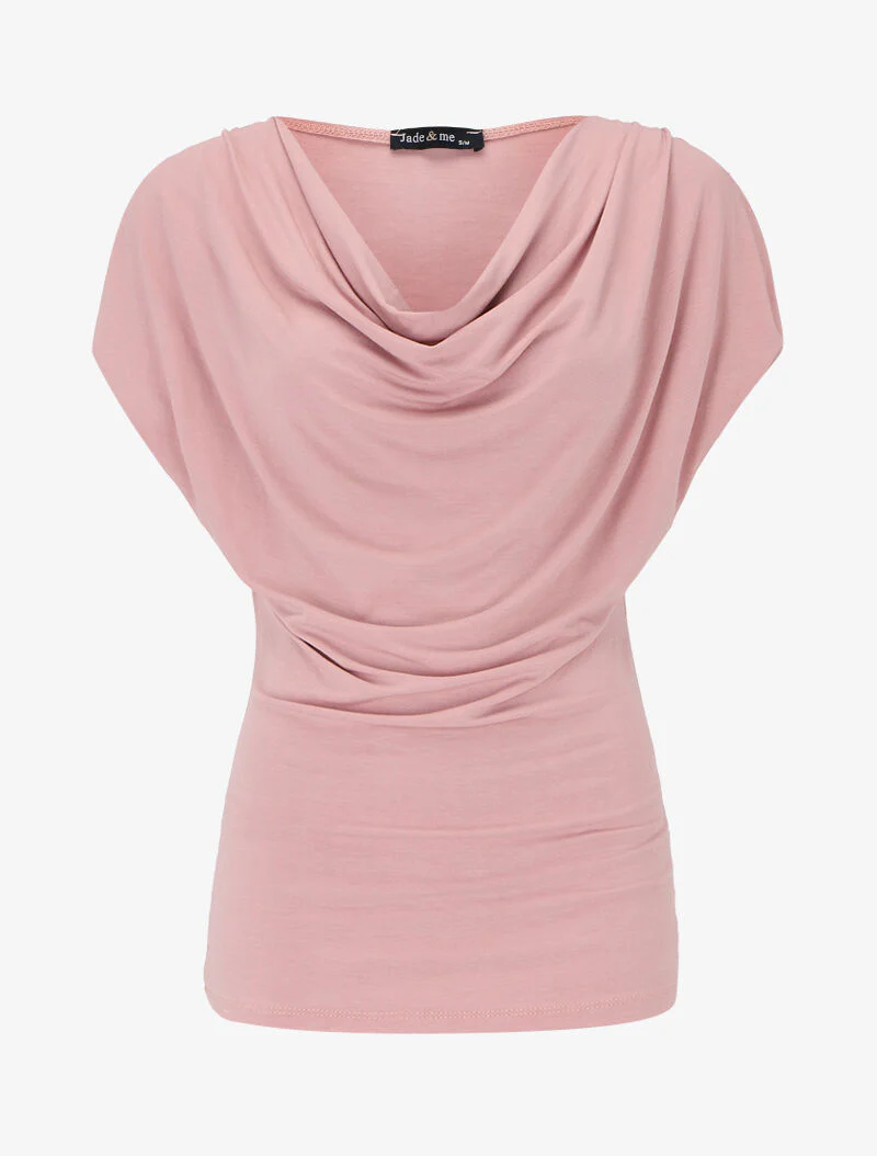 Top met watervalhals - Roze