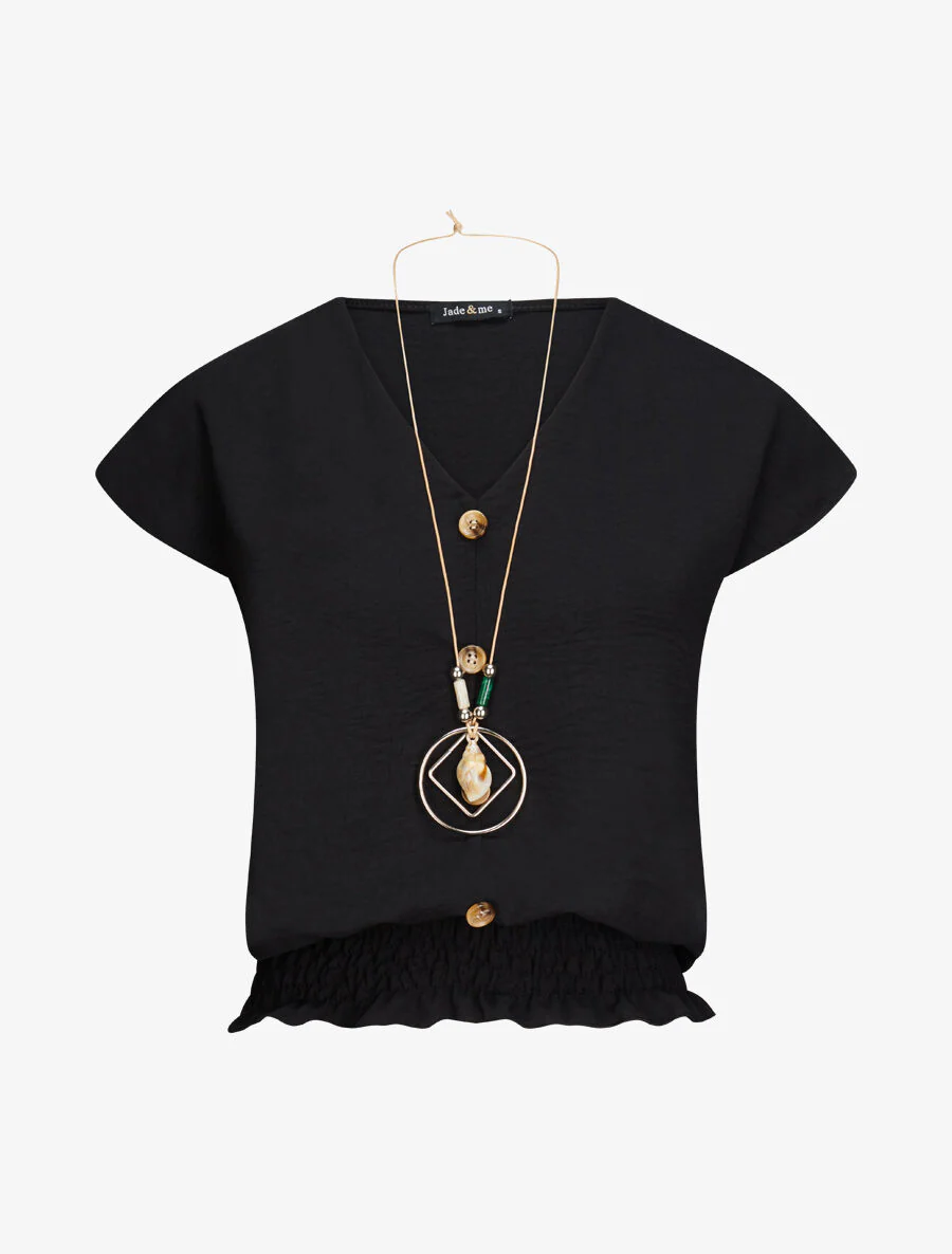 Elastische top met ketting - Zwart