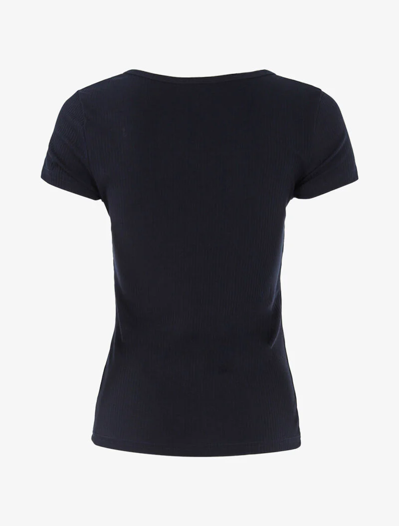 Geribbelde top met sierkraag - marineblauw - Image 2
