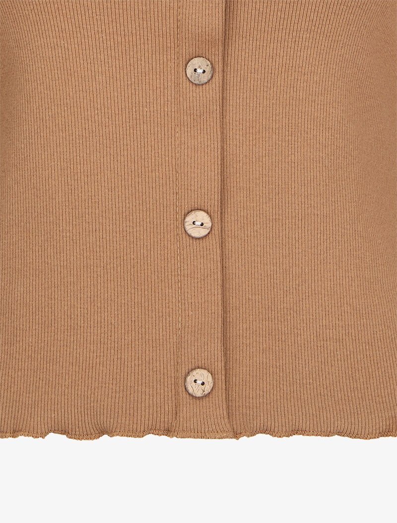 Geribbelde top met golvende randen - Camel - Image 3