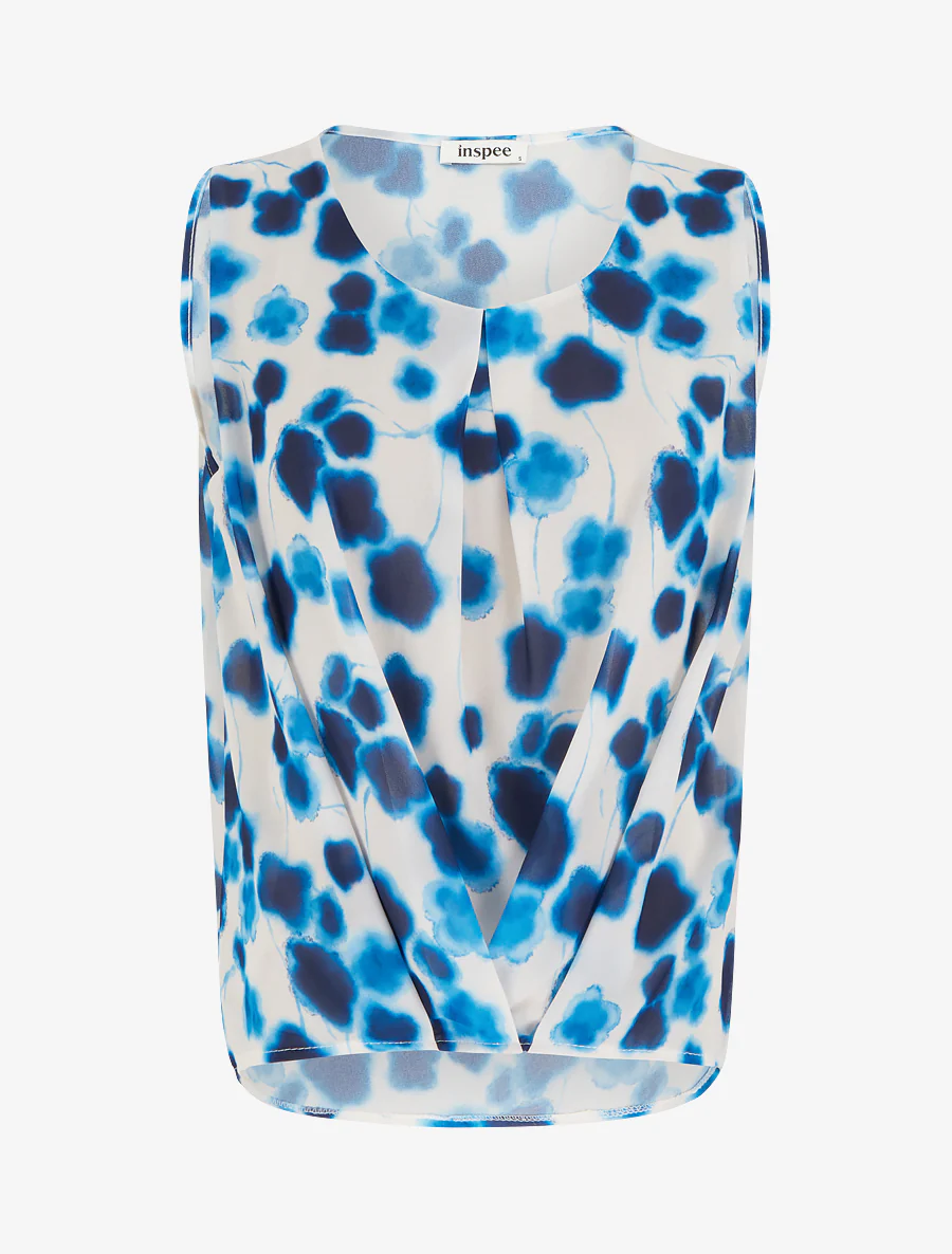Top in bedrukt vlekkenpatroon - Blauw
