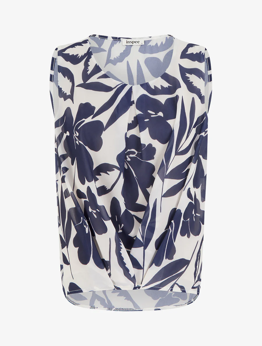 Top in bloemenprint stof - Marine