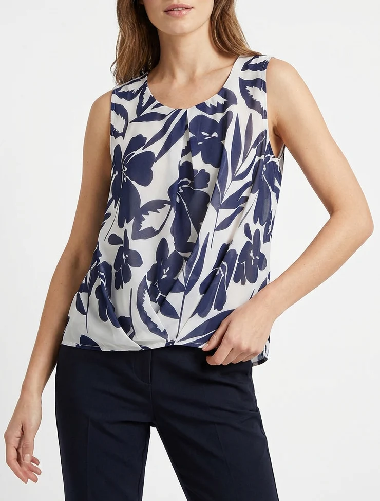 Top in bloemenprint stof - Marine - Image 4