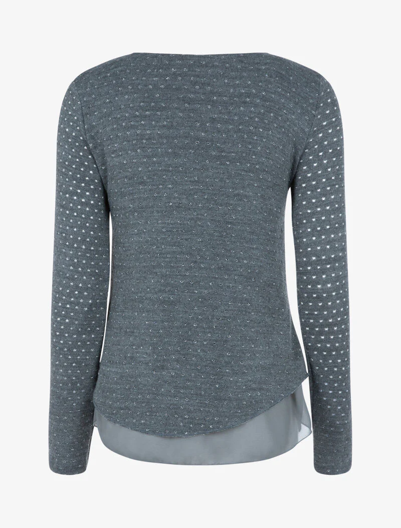 Gebreide top met glanzende gespikkelde print - donkergrijs - Image 2