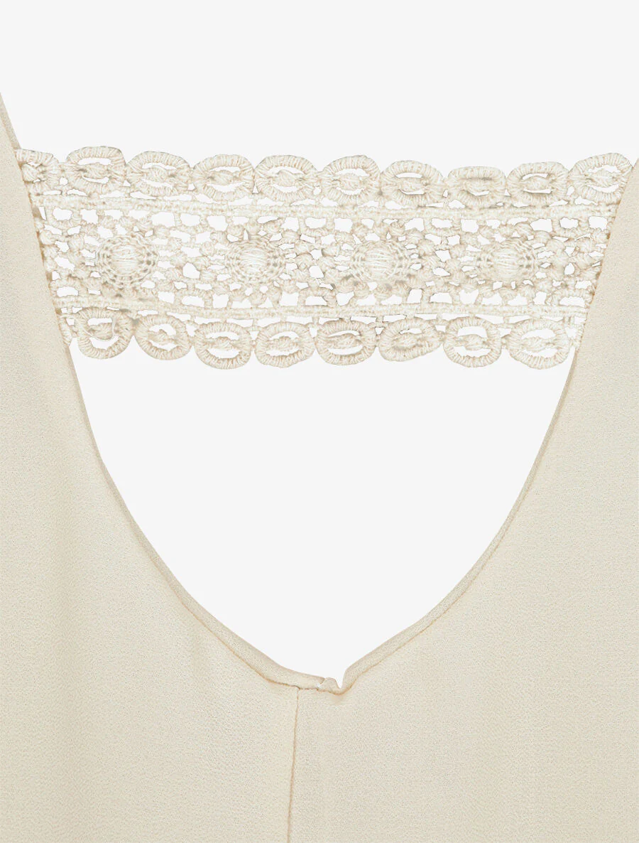 Top met opengewerkte rug en kanten detail - Beige - Image 3