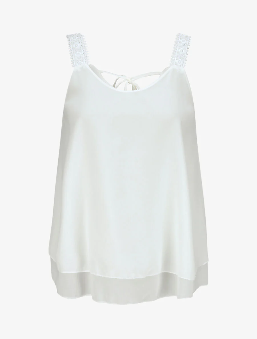 Top in fijne transparante voile - Wit