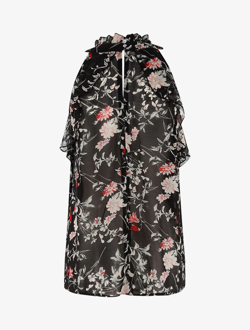 Top in voile met ruches - zwart - Image 2