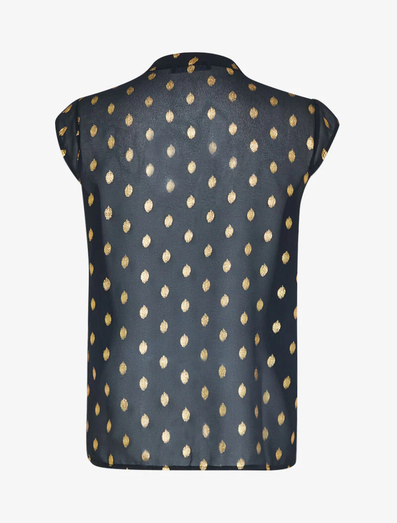Top in voile met gespikkeld patroon - zwart - Image 2