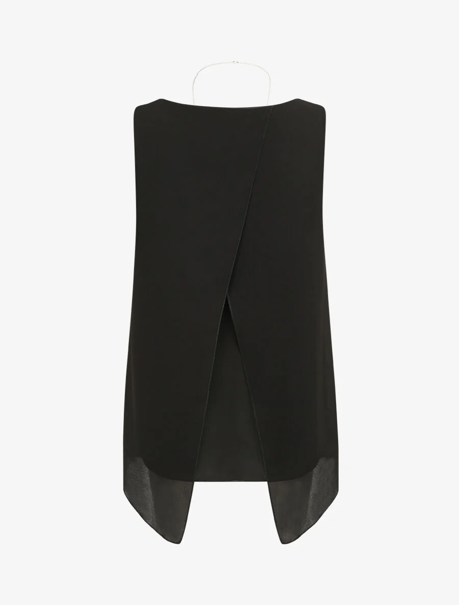 Top met gespleten rug in voile - Zwart - Image 2