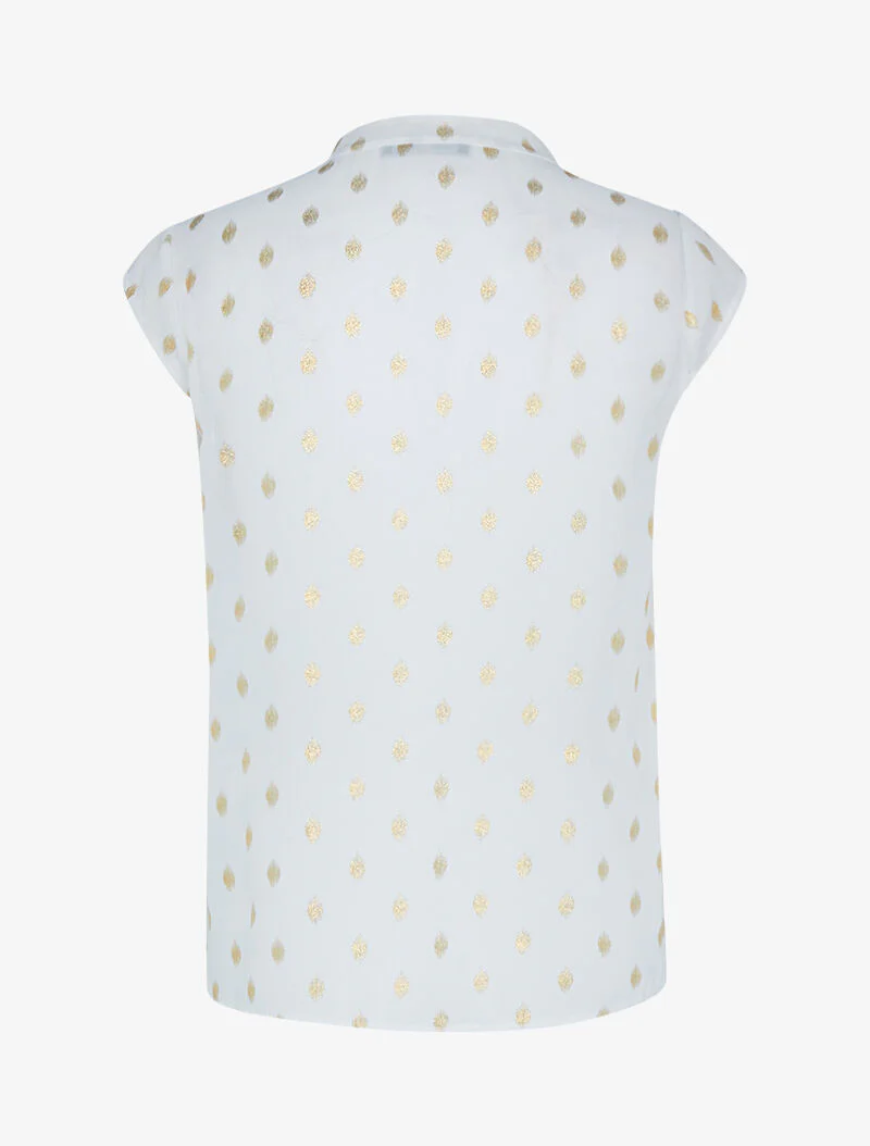 Top in voile met gespikkeld patroon - wit - Image 2