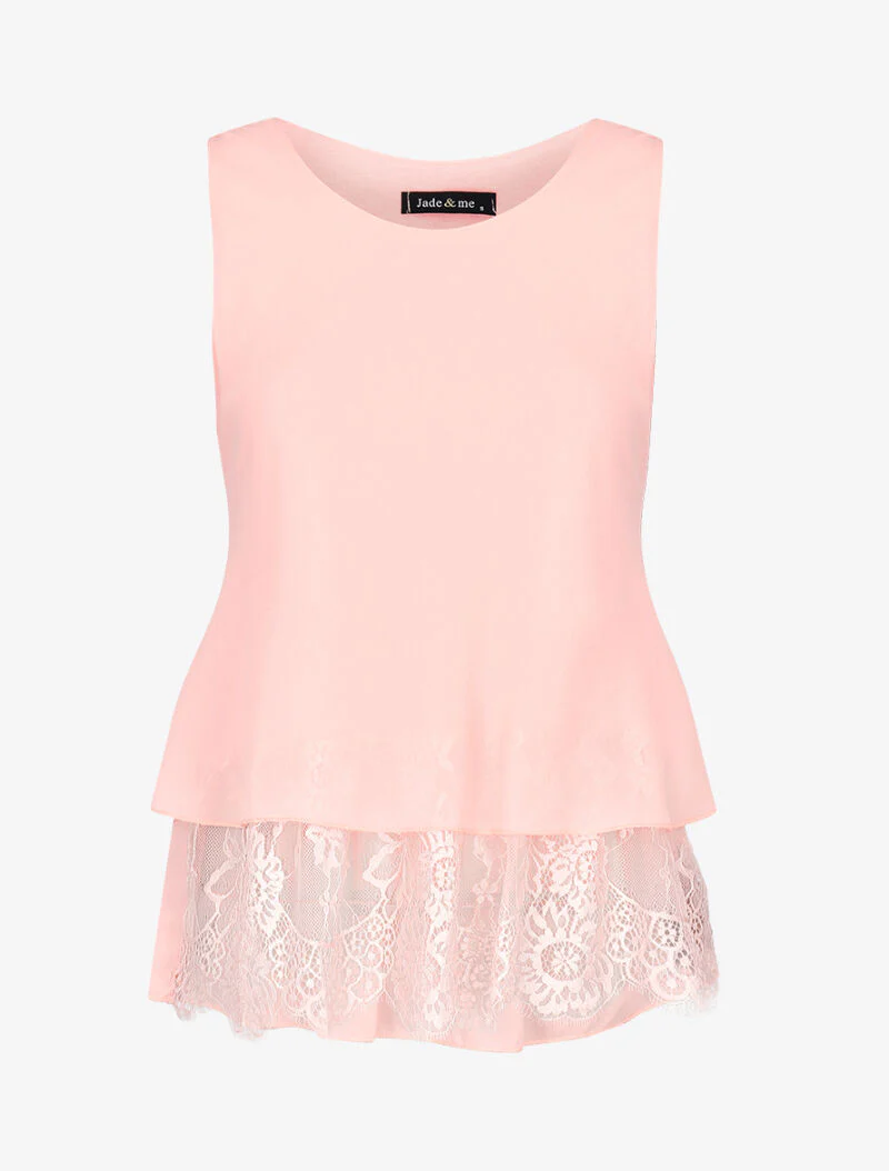 Top in voile met kanten voering - roze