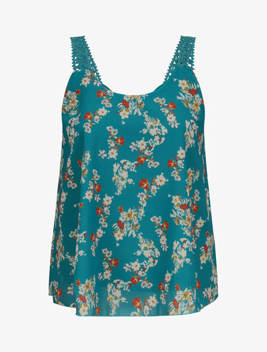 Top in bloemenprint lente - Blauwgroen