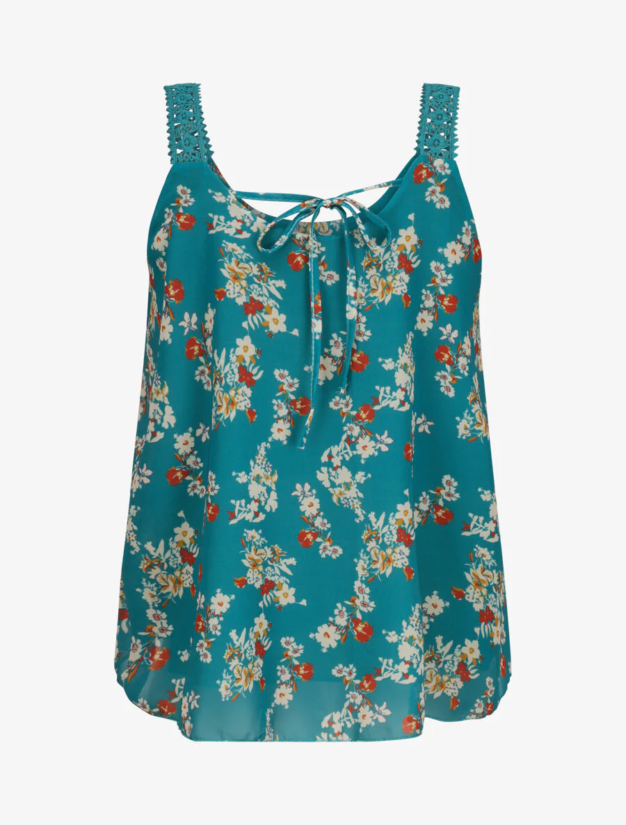 Top in bloemenprint lente - Blauwgroen - Image 2