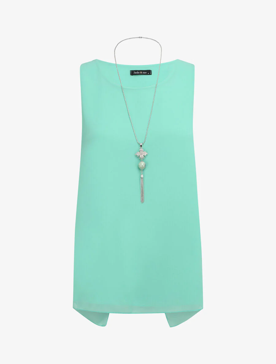Top met gespleten rug in voile - Watergroen
