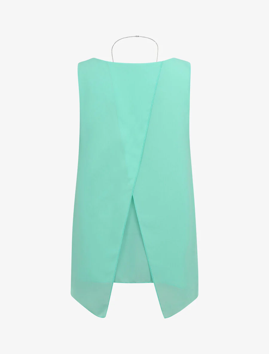 Top met gespleten rug in voile - Watergroen - Image 2