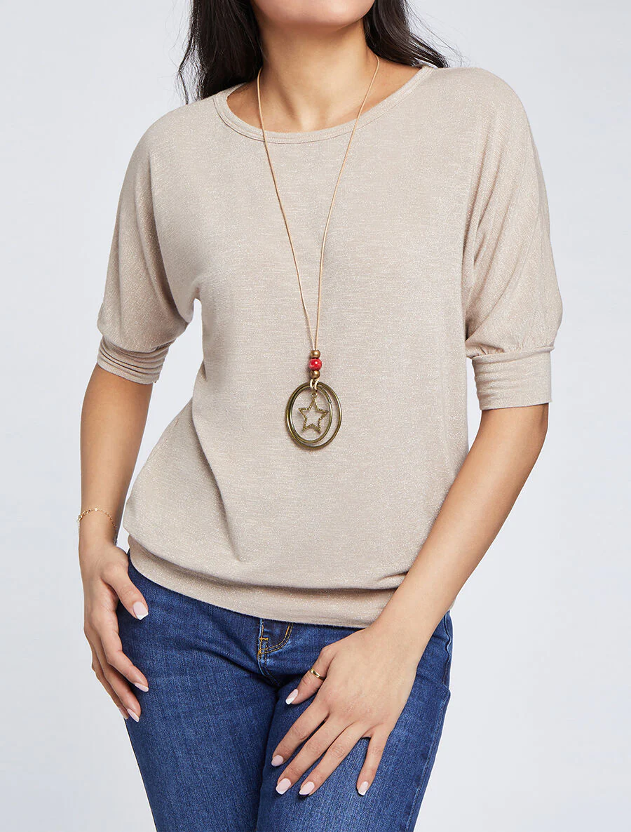 Irise top met 3/4 mouwen - Beige - Image 5