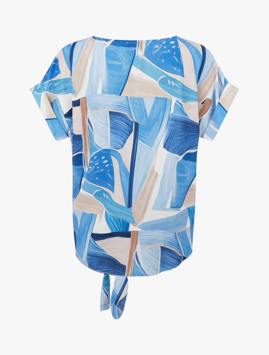 Top met abstracte print en striksluiting - Blauw - Image 2