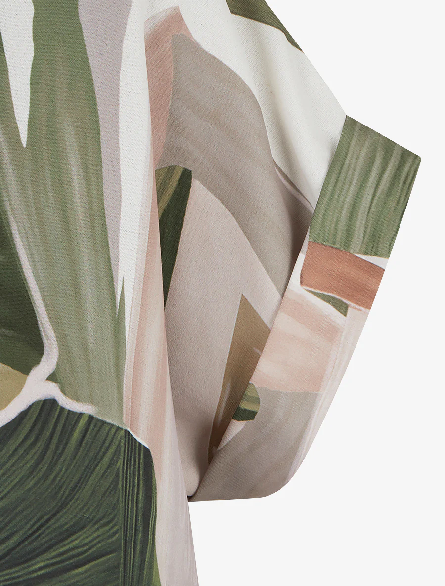 Top met abstracte print en striksluiting - Kaki - Image 3